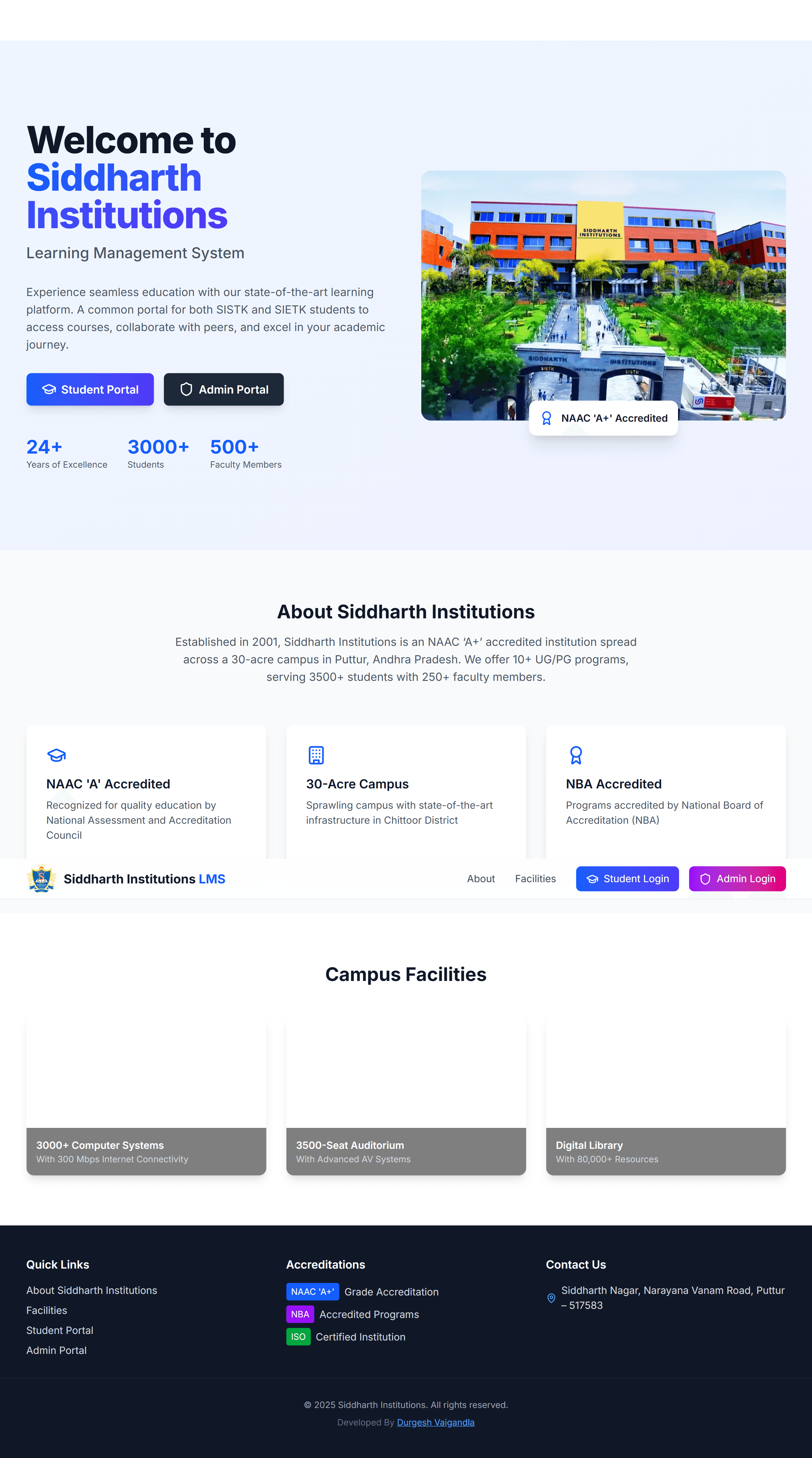 Siddharth Institutions LMS Preview